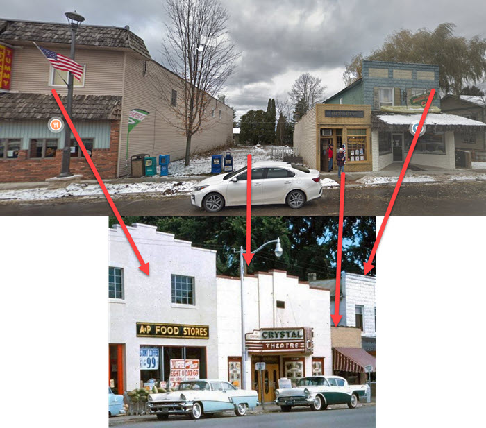 Crystal Theatre - COMPARING OLD PHOTO TO STREET VIEW - BEST GUESS ON LOCATION